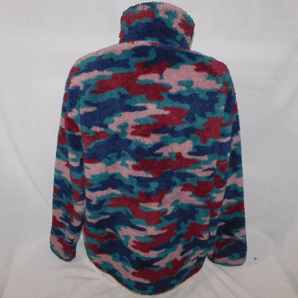Eddie Bauer Womens L High pile Teddy Fleece Multicolor Camo 1/4 Zip Pullover - Picture 7 of 9